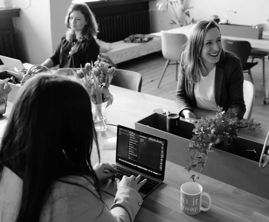 women working at a table